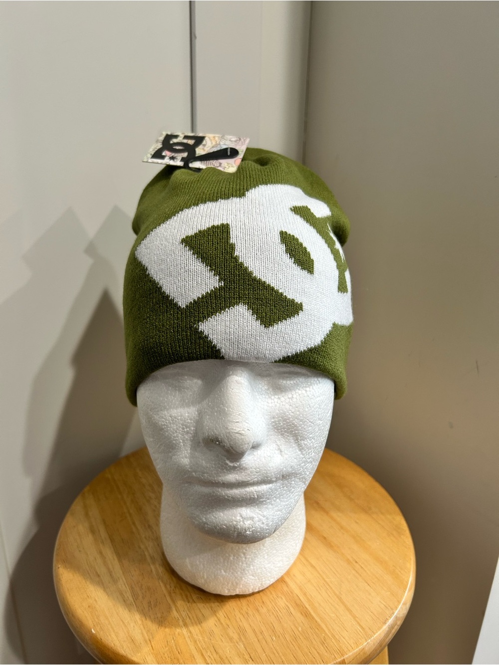 DC Olive Green Beanie with White Logo